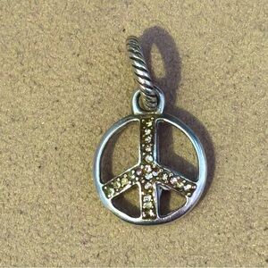 Brighton Groovy Peace Sign charm Silver with clear crystals Retired